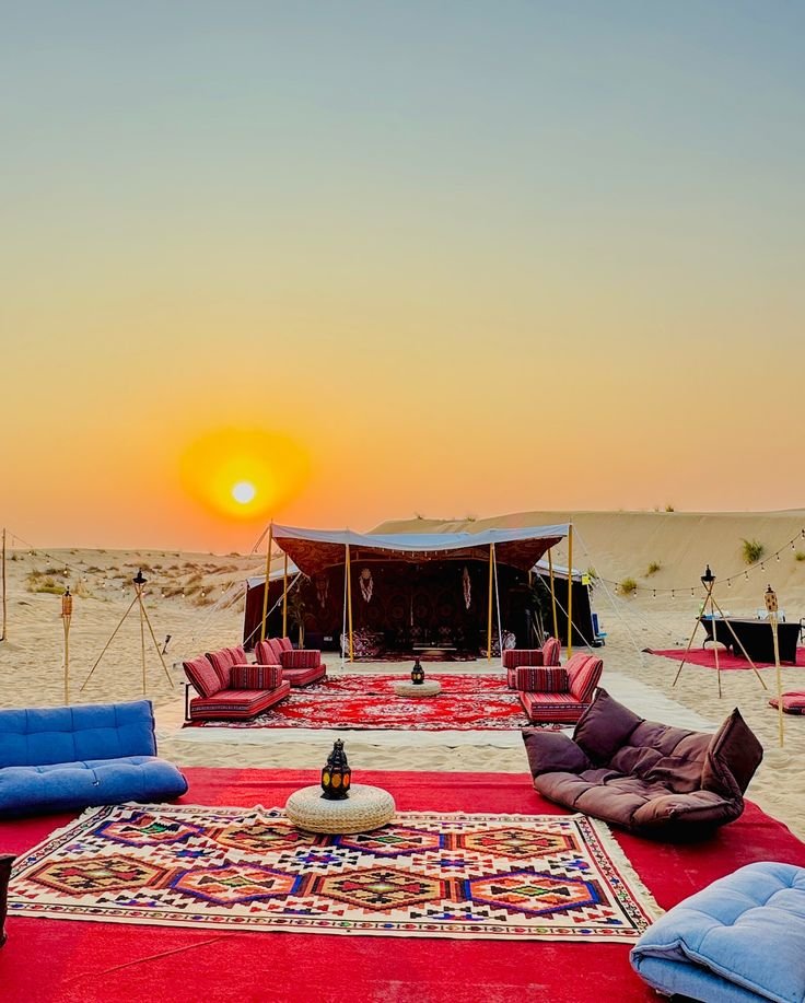 Private majlis set-up at the desert camp