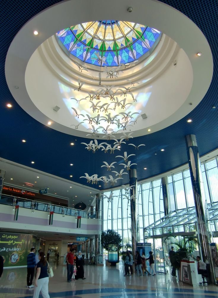 Decorative interior dome ceiling of Marina Mall in Abu Dhabi