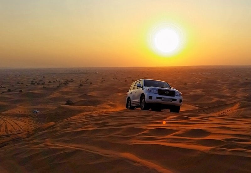 Red dune landscape near the Al Awir Road self-drive meeting point, Dubai desert safari