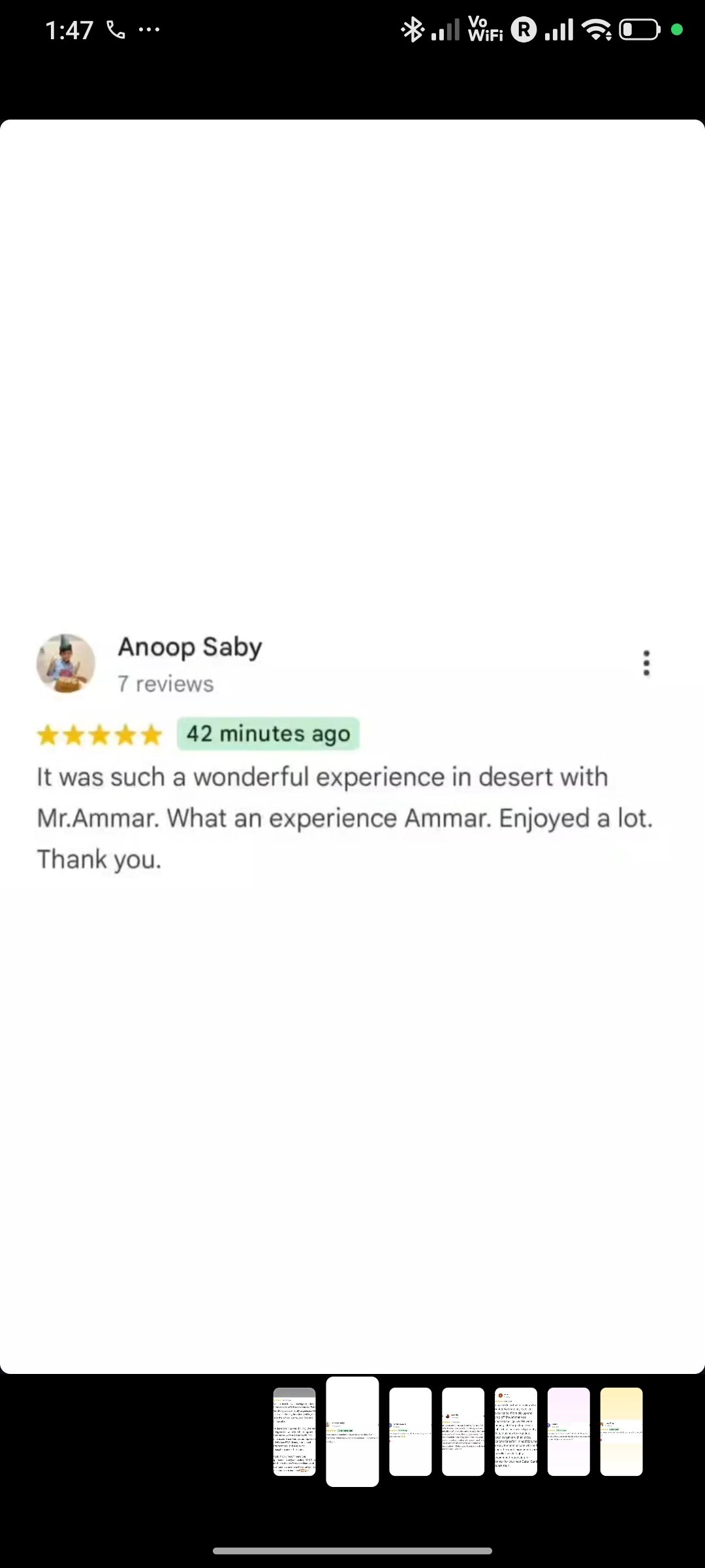 Instagram review of an Abu Dhabi desert safari from a happy guest 3