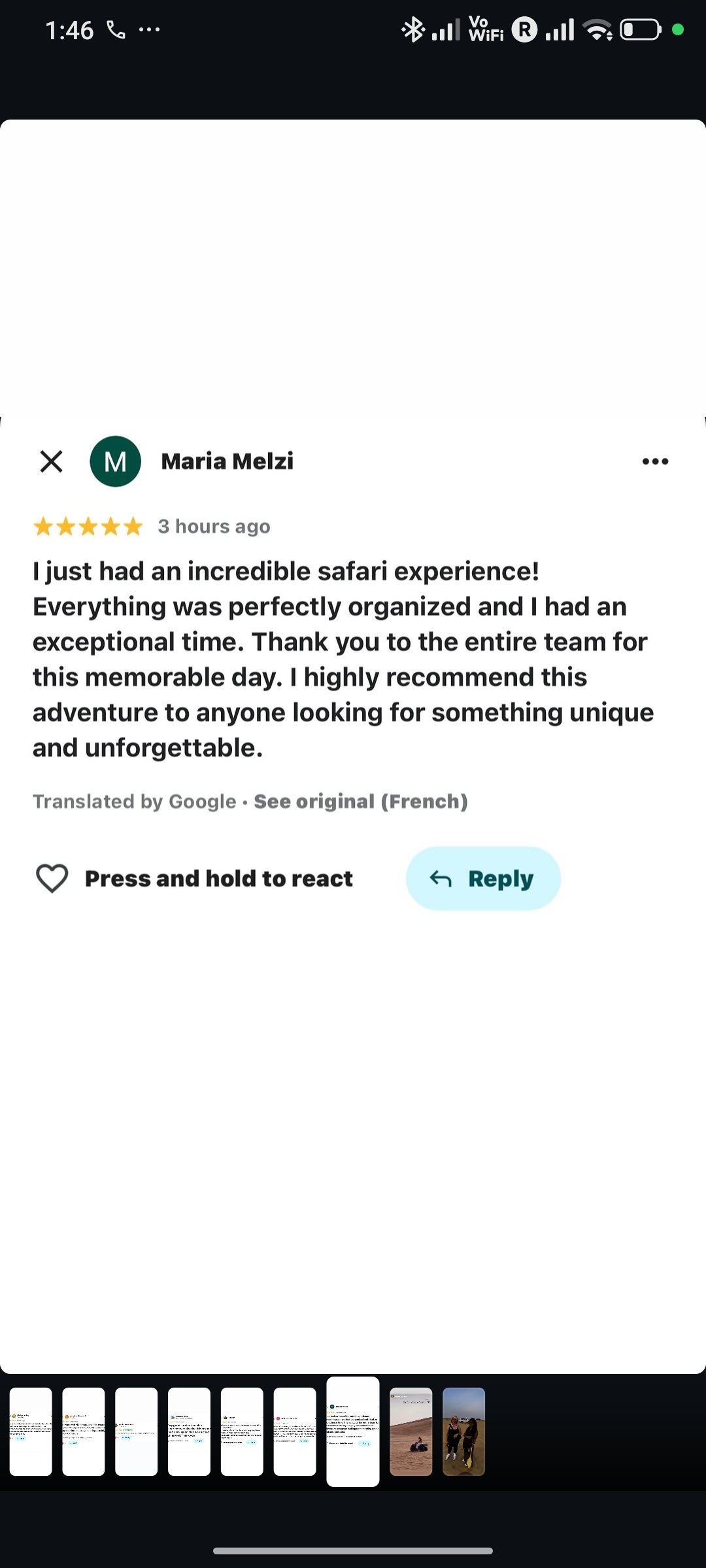 Instagram review of an Abu Dhabi desert safari from a happy guest 5