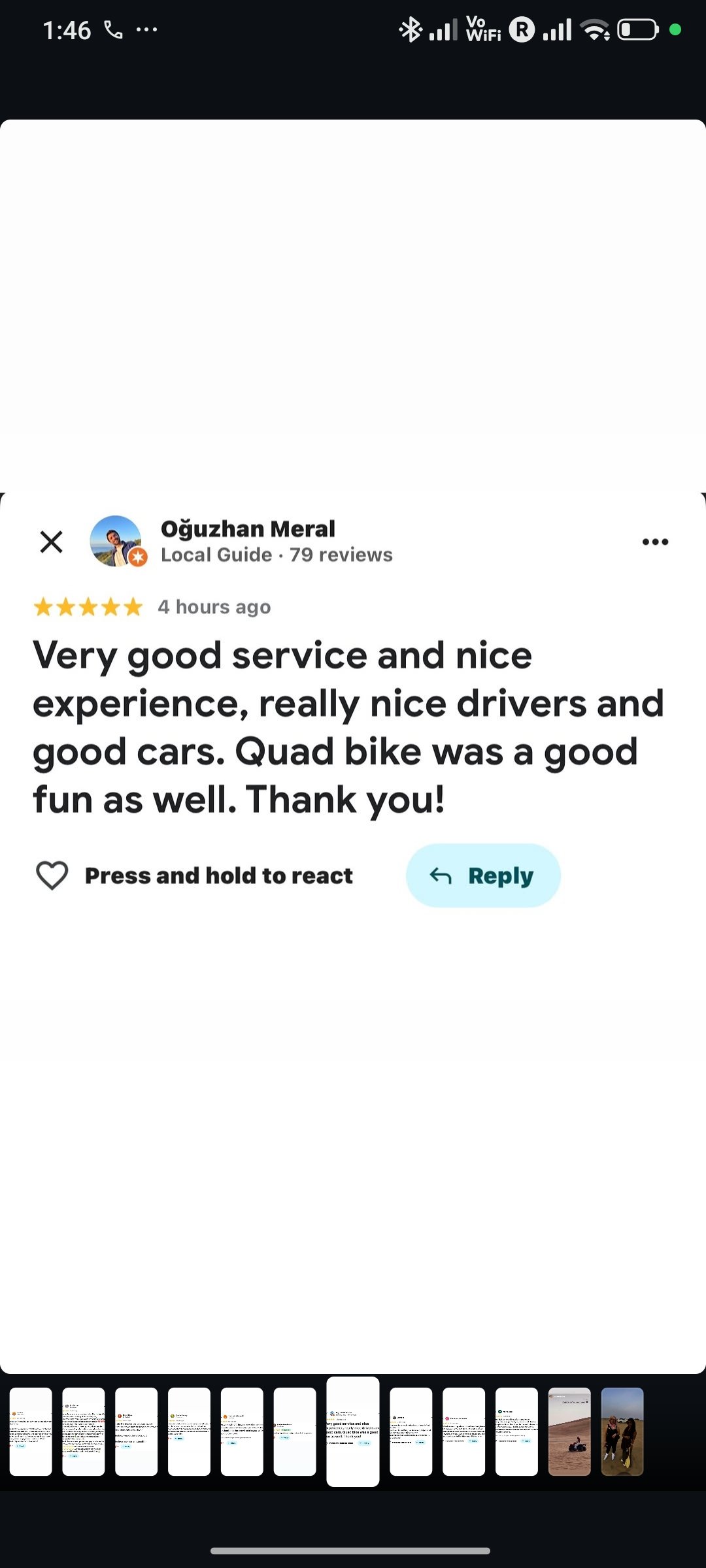Instagram review of an Abu Dhabi desert safari from a happy guest 7