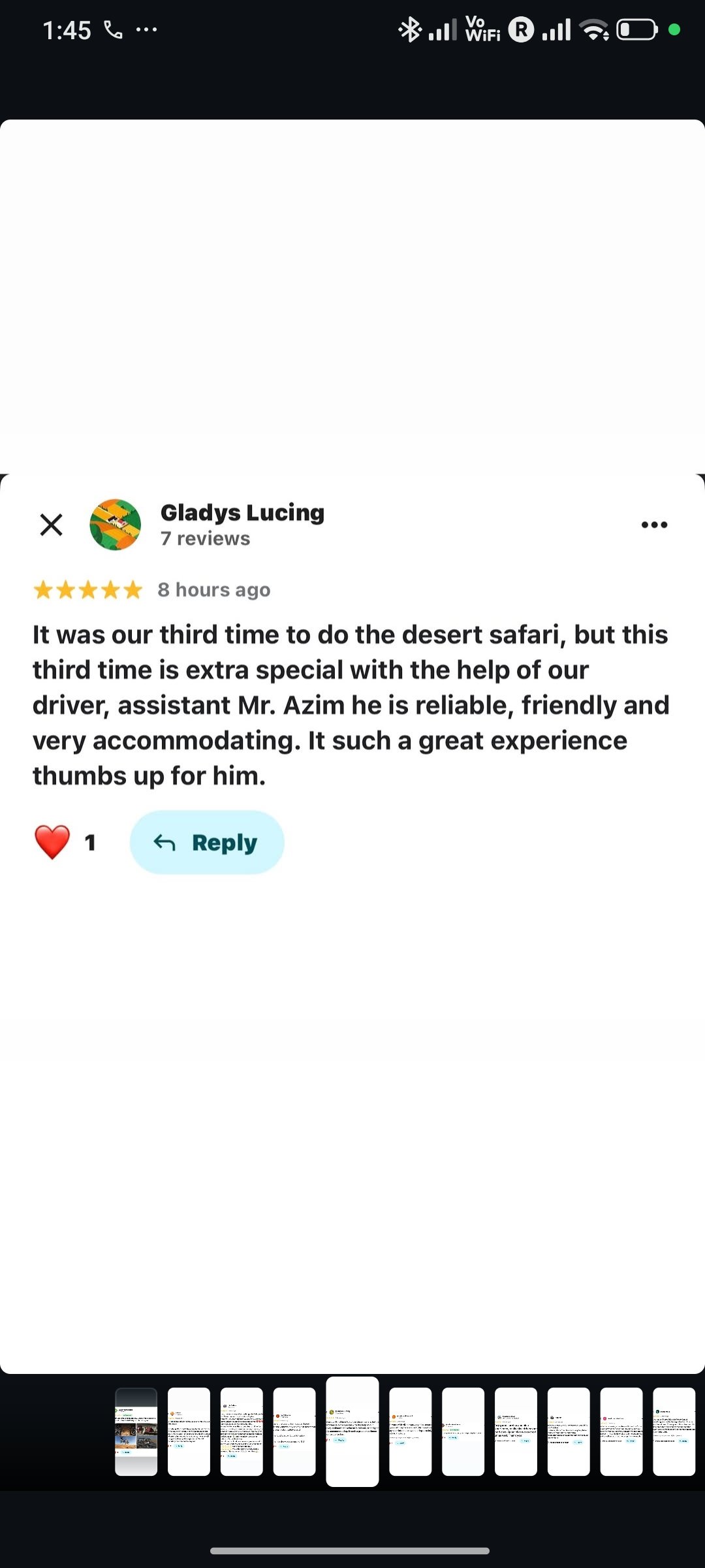 Instagram review of an Abu Dhabi desert safari from a happy guest 8