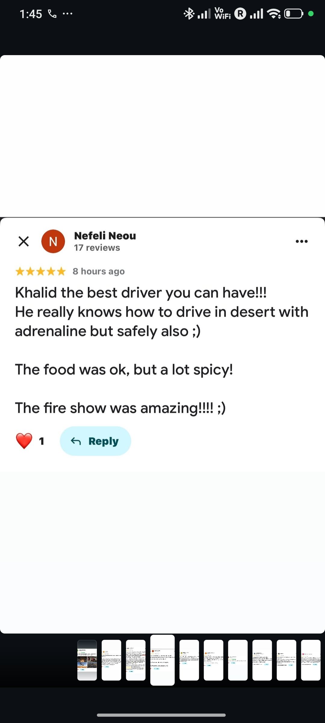 Instagram review of an Abu Dhabi desert safari from a happy guest 9